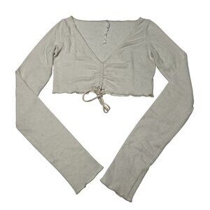 Are You Am I Long Sleeve Crop Top in White